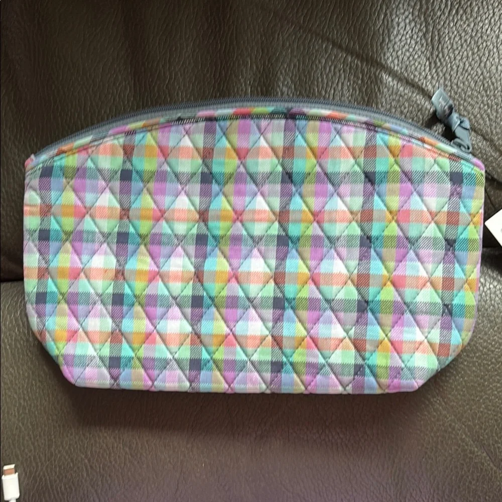 Vera Bradley grand travel cosmetic pouch in gingham plaid